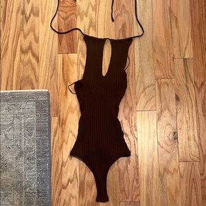 Brown Ribbed bodysuit